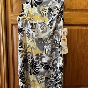 Connected Apparel Floral Midi Dress - Gray, Yellow, Black